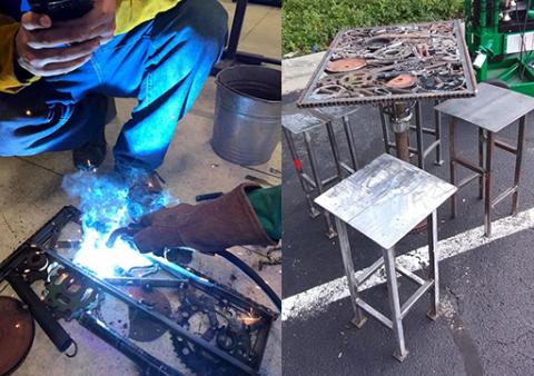 Welding Students Create a Table from Scraps