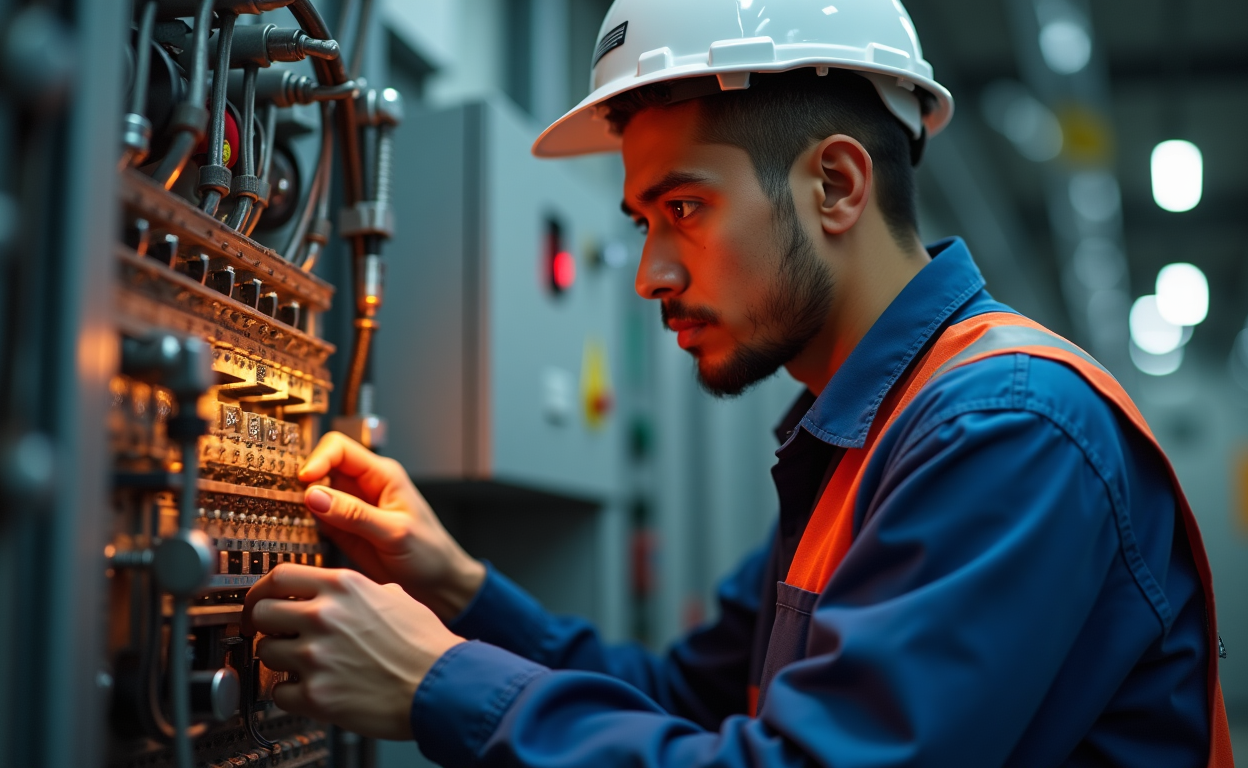 Electrical technician vs electrician: An electrical technician is seen here working on some nodes
