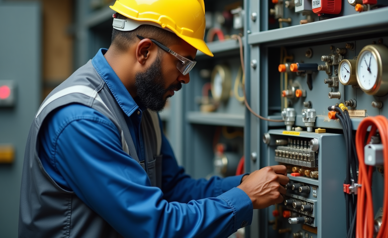 an electrical technician working on electrical nodes